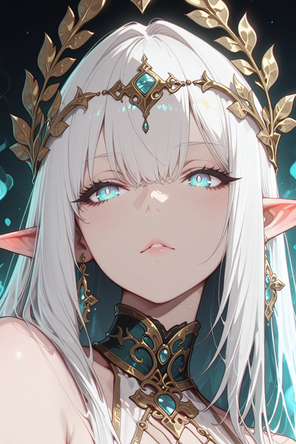 (masterpiece),  (best quality),  (ultra-detailed) A stunning silver-haired female elf with striking blue eyes on Tensor.Art