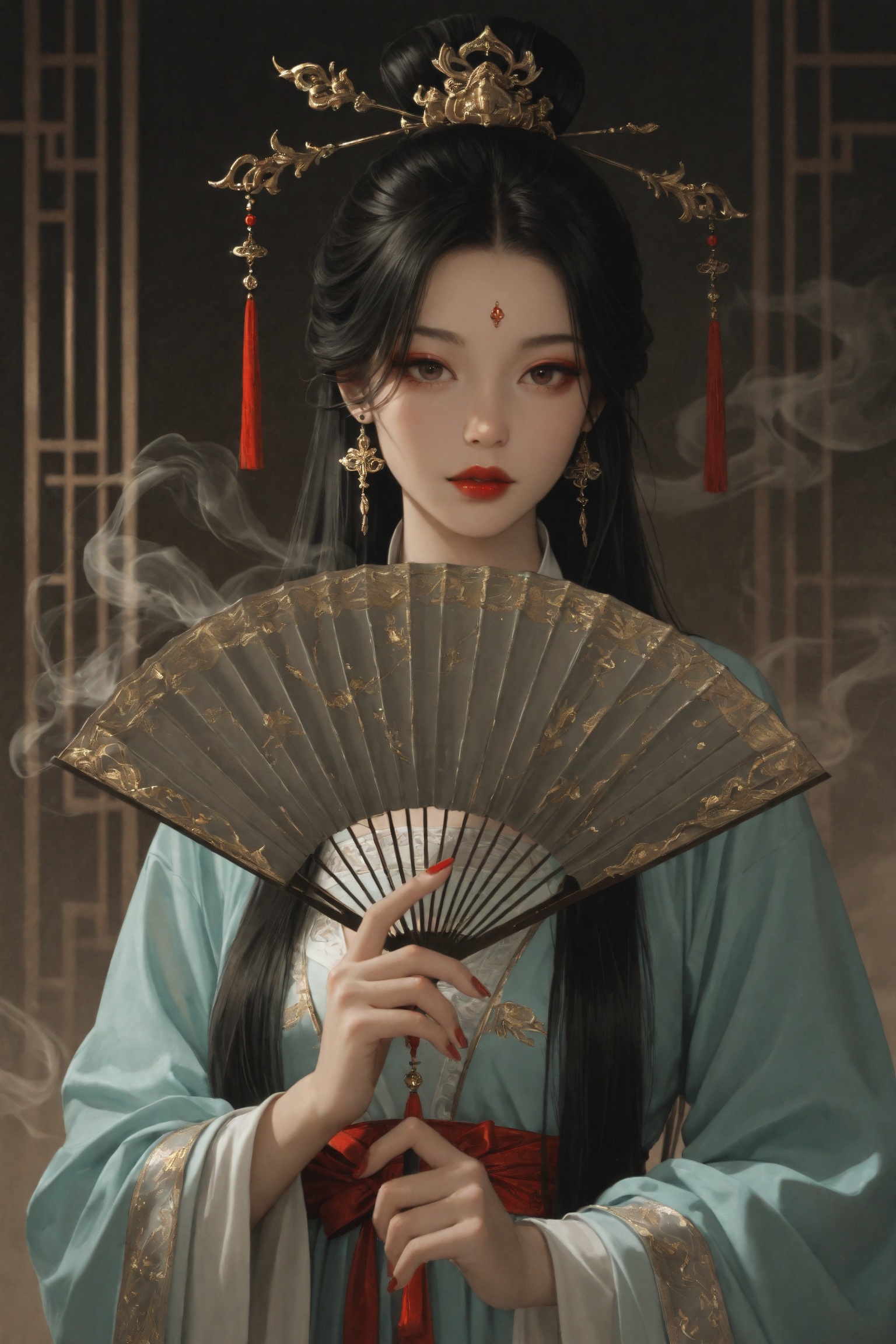 1girl,  hand fan,  solo on Tensor.Art