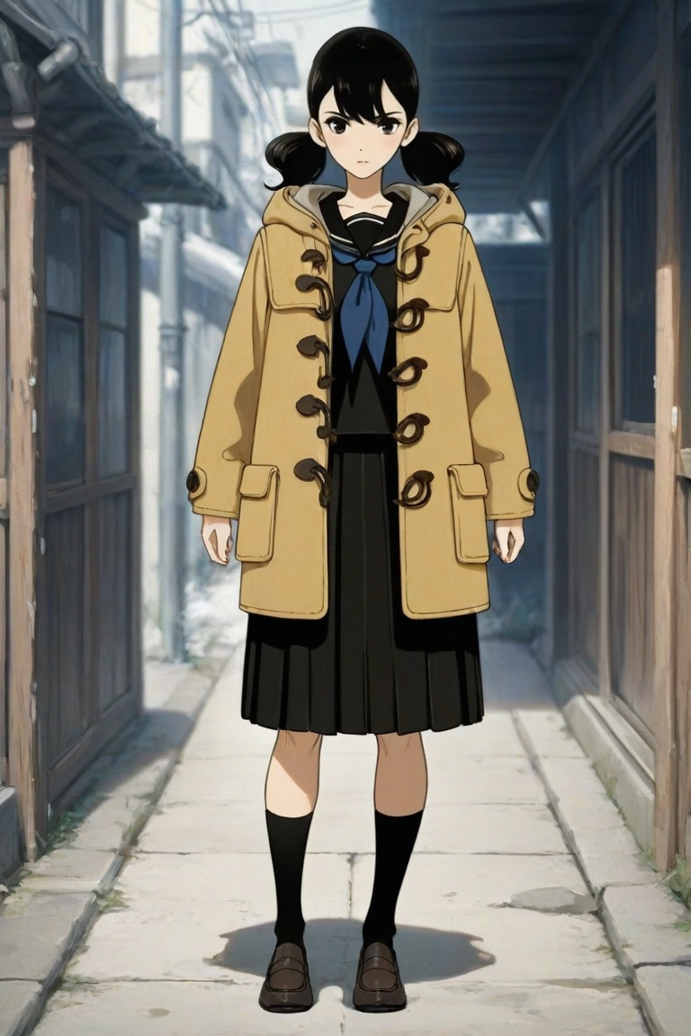 yoko_hinageshi,  yoko_serafuku,  duffel coat on Tensor.Art
