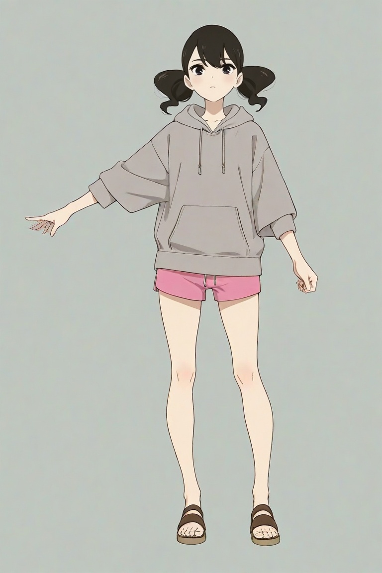 yoko_hinageshi,  yoko_hoodie,  grey hoodie on Tensor.Art