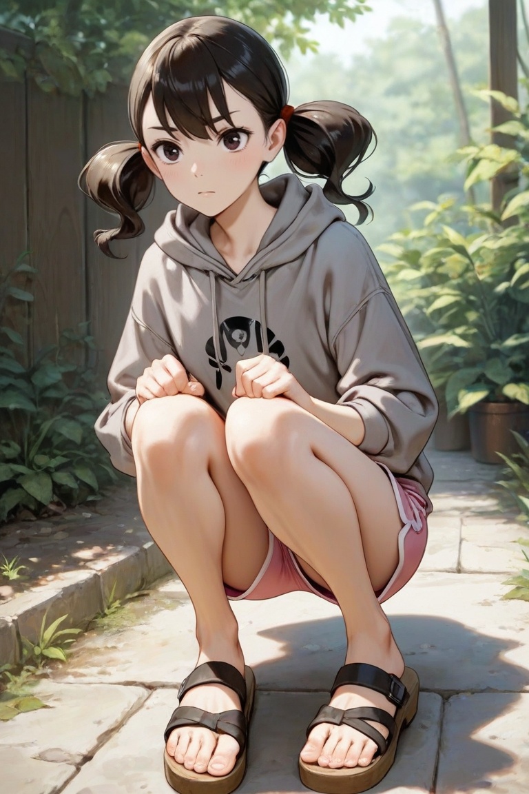 yoko_hinageshi,  yoko_hoodie,  grey hoodie on Tensor.Art