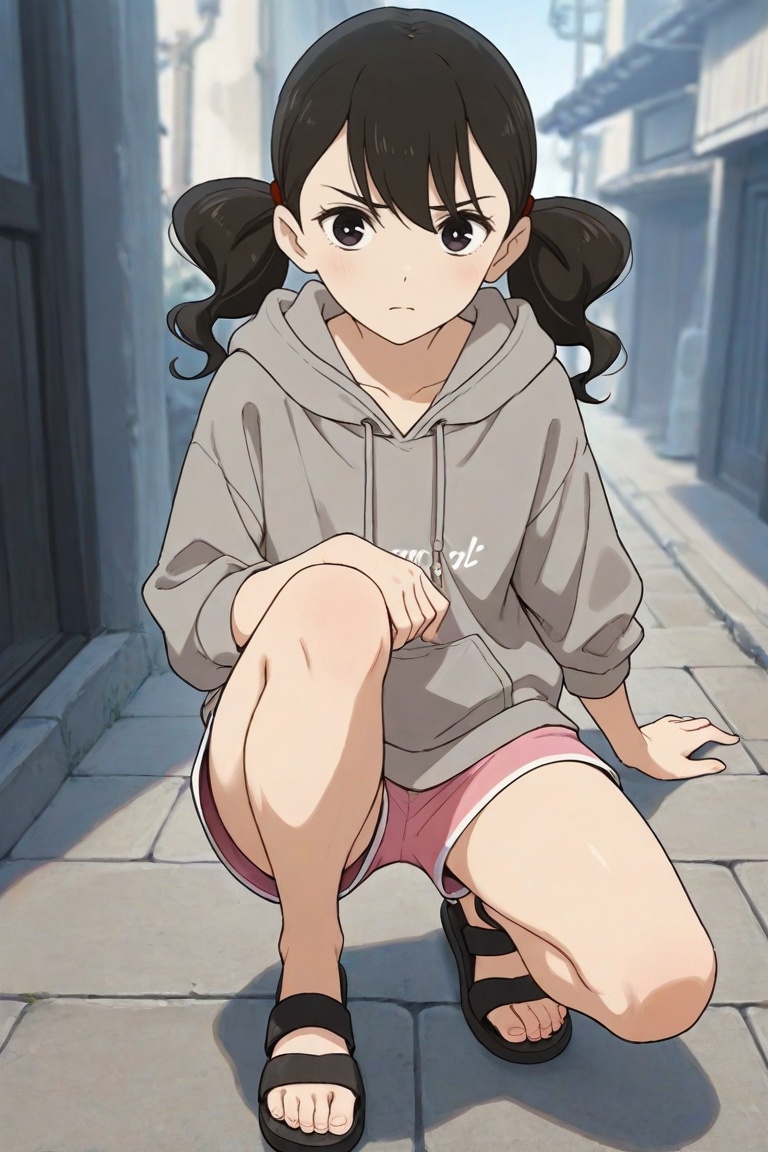 yoko_hinageshi,  yoko_hoodie,  grey hoodie on Tensor.Art
