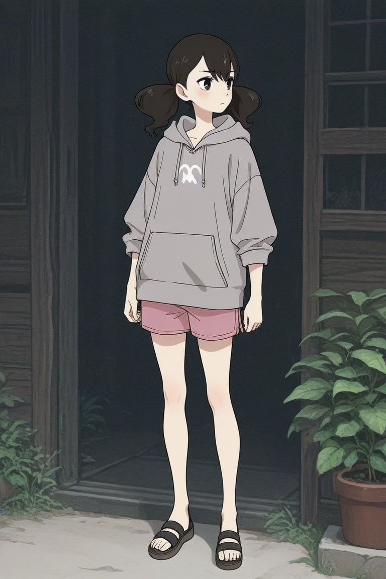 yoko_hinageshi,  yoko_hoodie,  grey hoodie on Tensor.Art