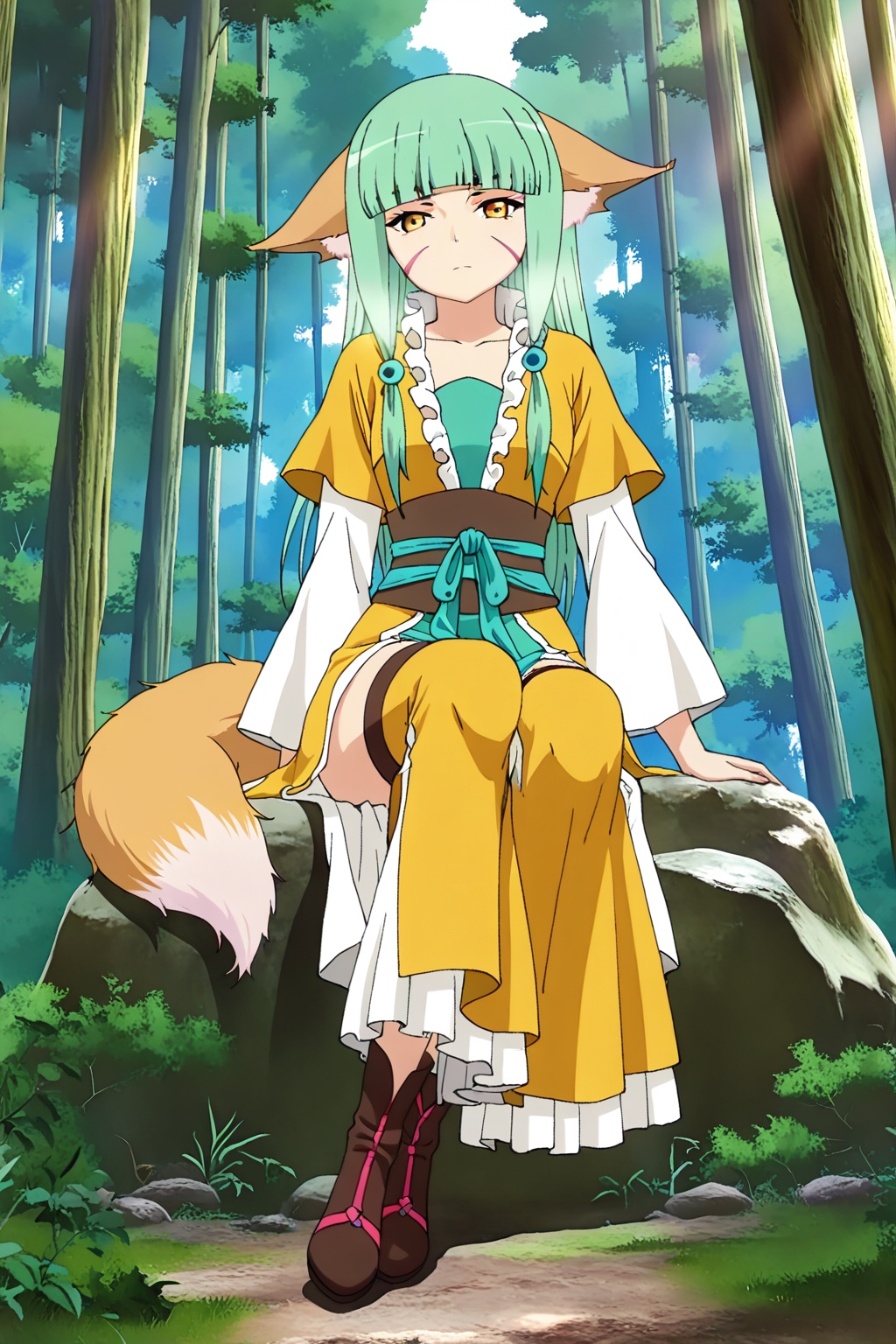 Forest,  Forest,  Sitting on a rock on Tensor.Art