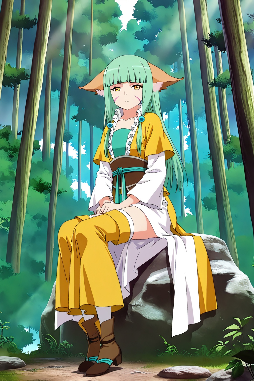 Forest,  Forest,  Sitting on a rock on Tensor.Art