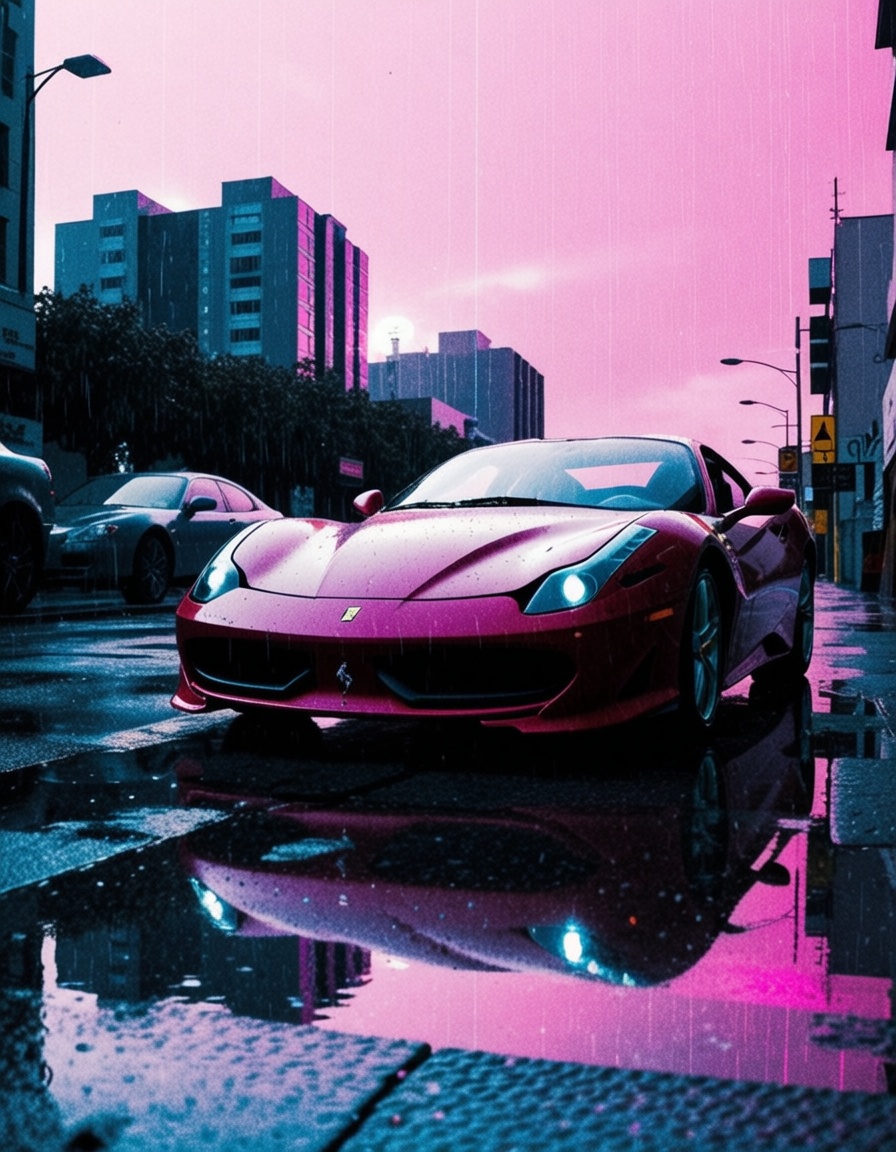 ferrari,  road by the beach, on Tensor.Art