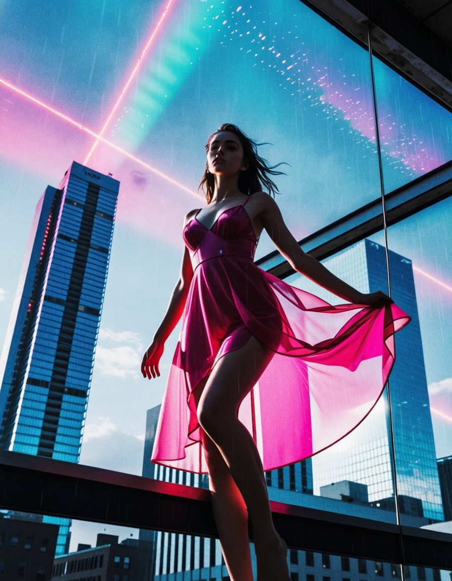 girl,  20 years old,  woman floating underwater with a red dress on Tensor.Art