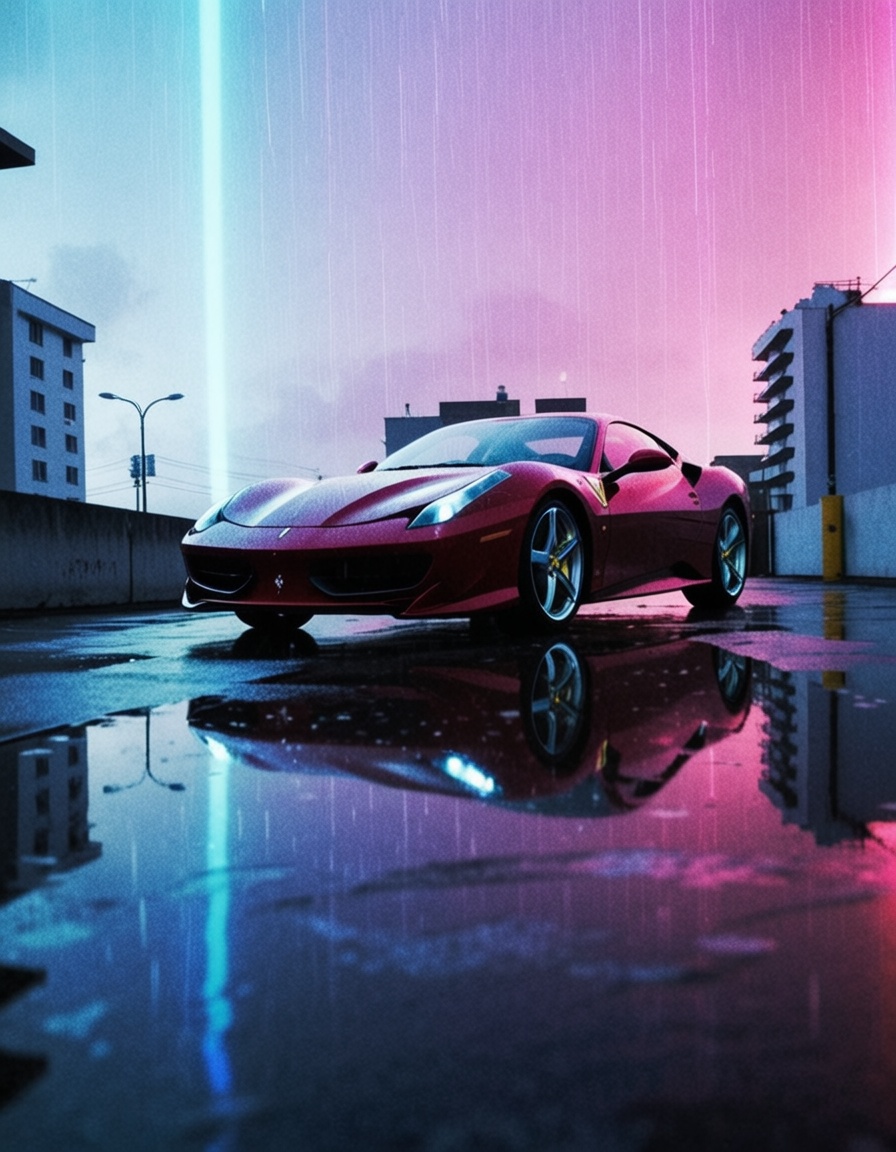 ferrari,  road by the beach, on Tensor.Art