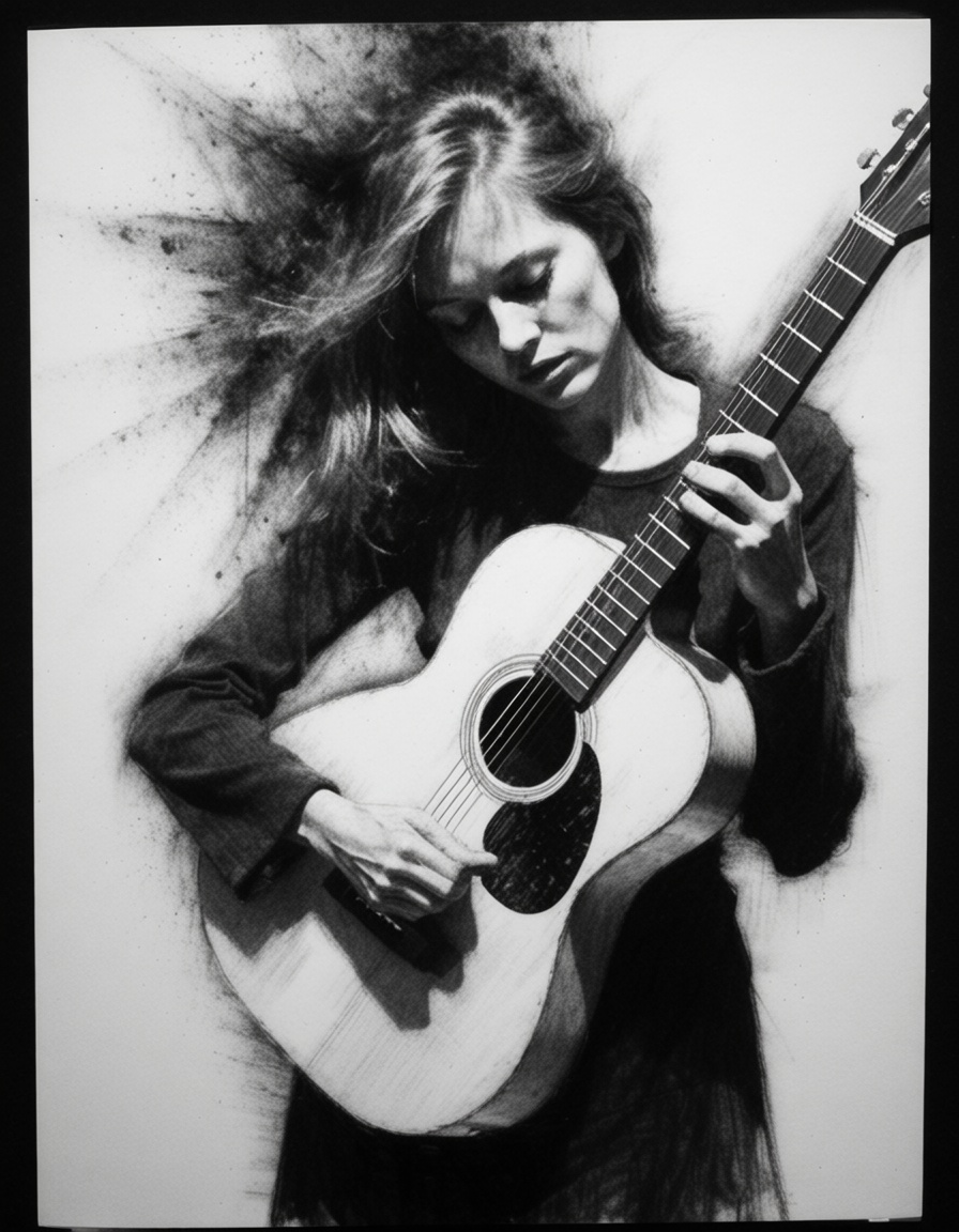 ehcharcoal4,  woman playing a guitar on Tensor.Art