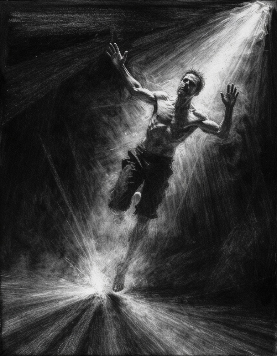 ehcharcoal4,  man falling into the abyss on Tensor.Art