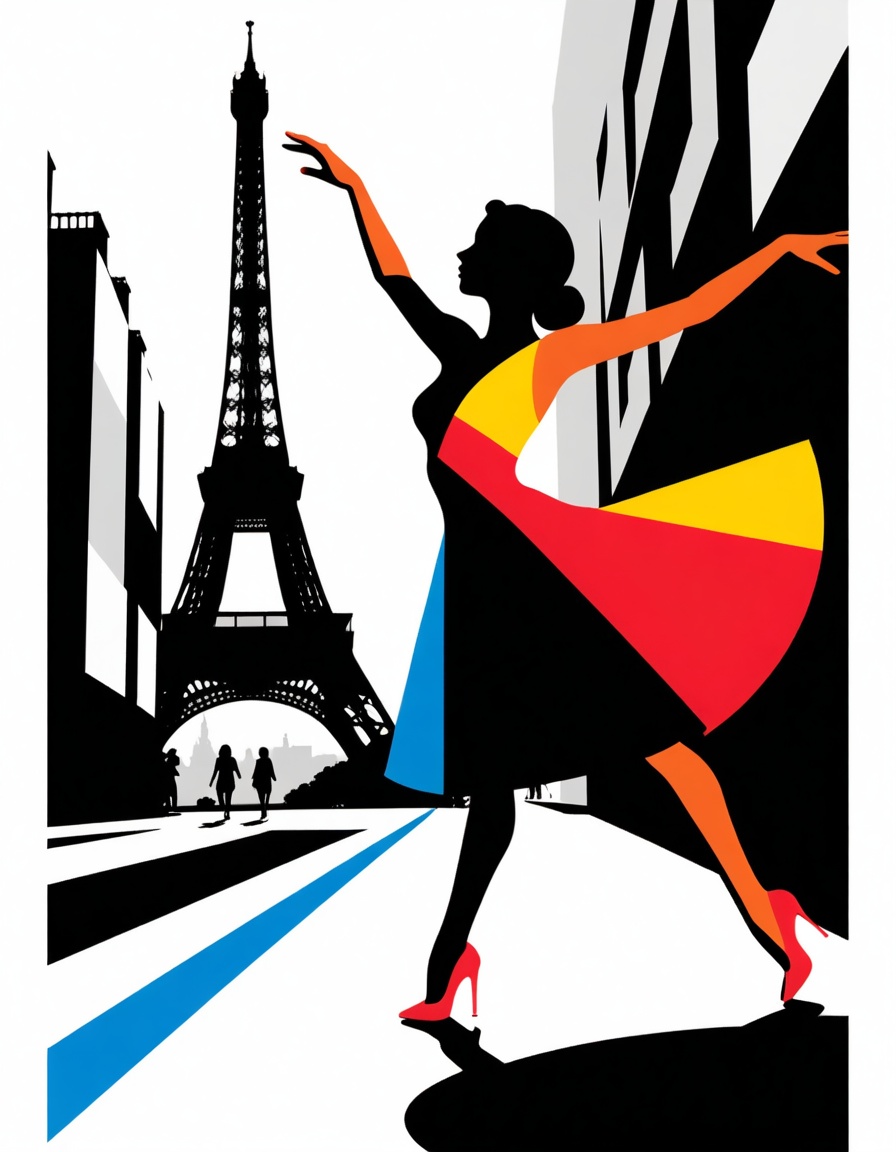 ehvector,  girl dancing in the streets of paris on Tensor.Art