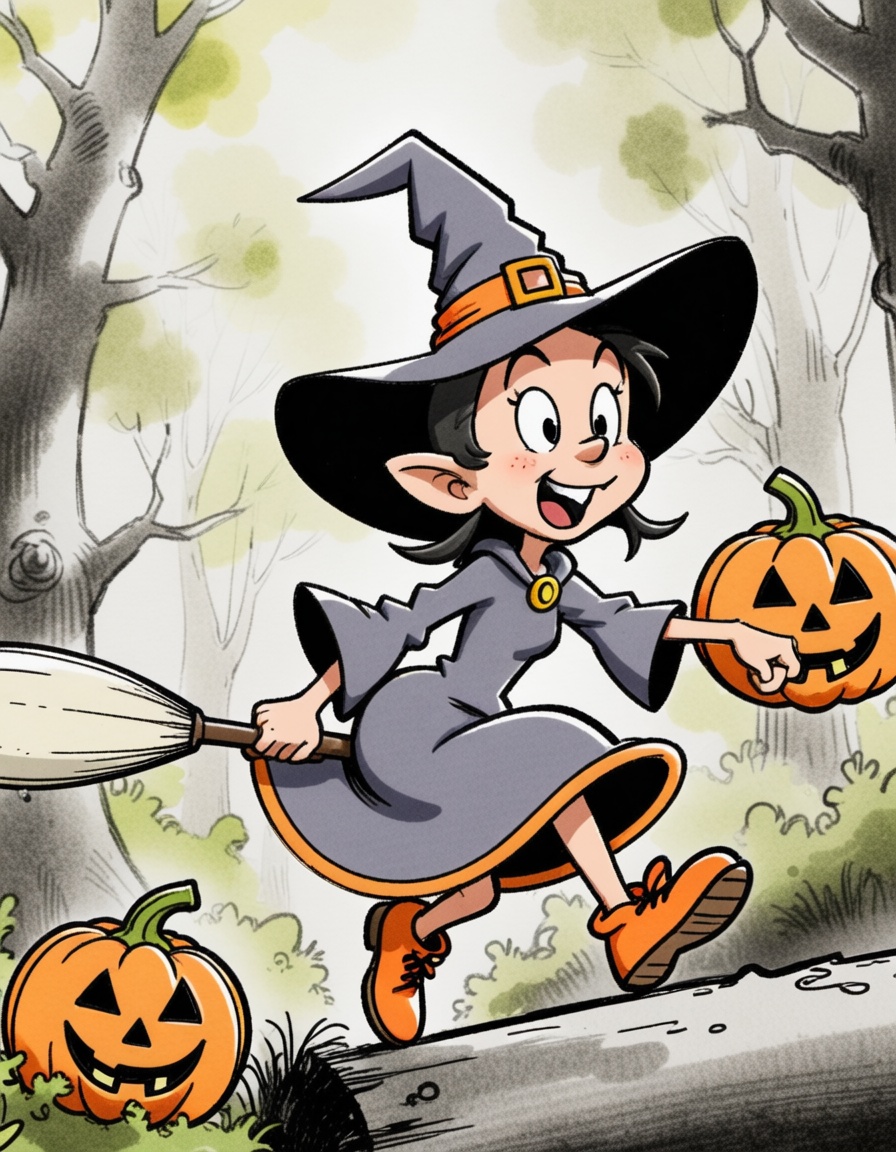 ehcartoon2,  witch floating in the woods on Tensor.Art