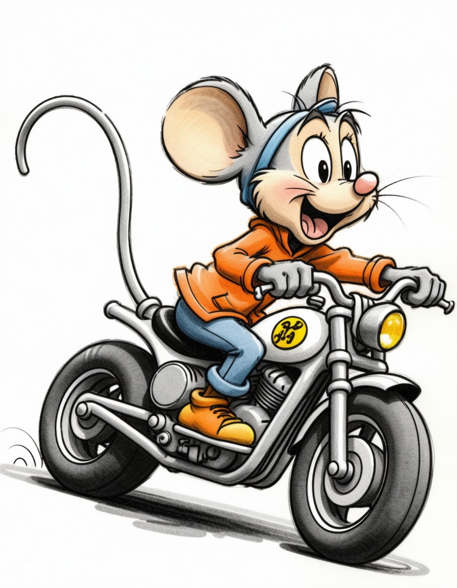 ehcartoon2,  mouse riding a motorbike on Tensor.Art