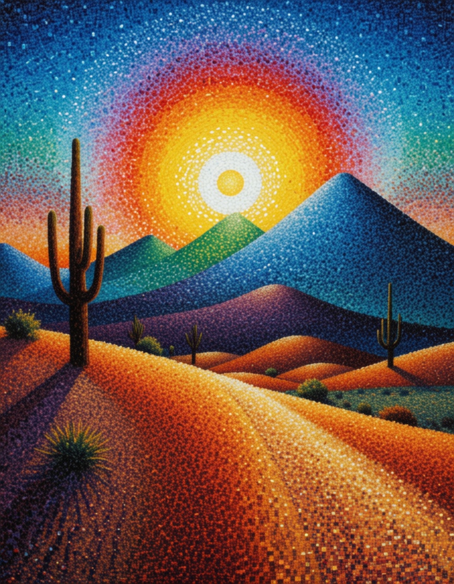 ehpointillism3,  alone in the desert on Tensor.Art