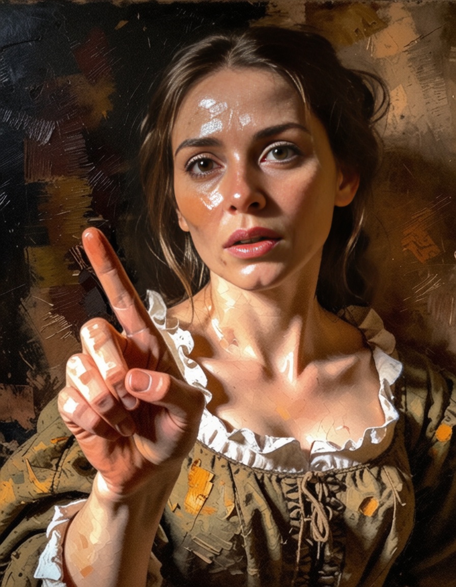 ehpainting,  woman pointing at you with a surprise face on Tensor.Art