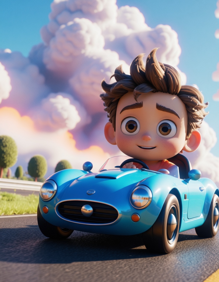 ehpixar,  man driving a car on Tensor.Art