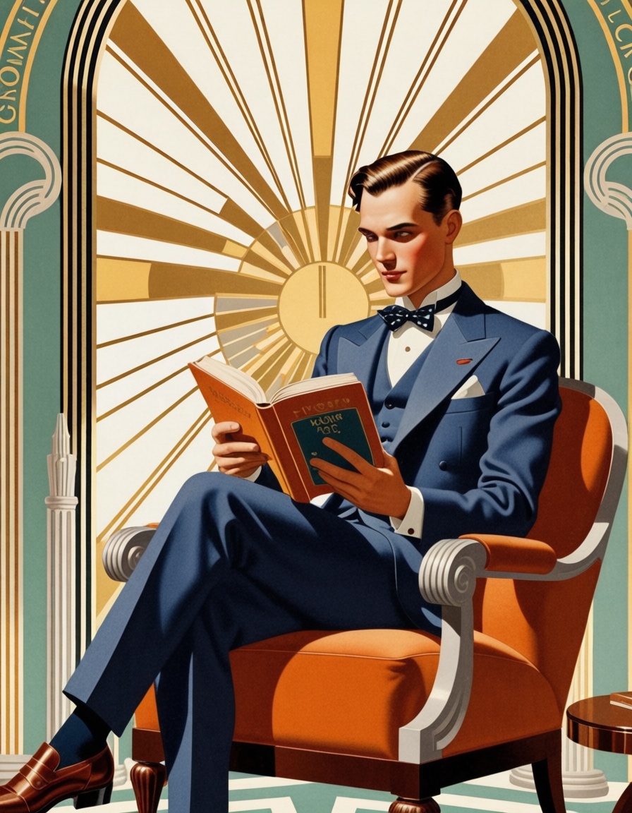ehartdeco,  man reading a book on Tensor.Art