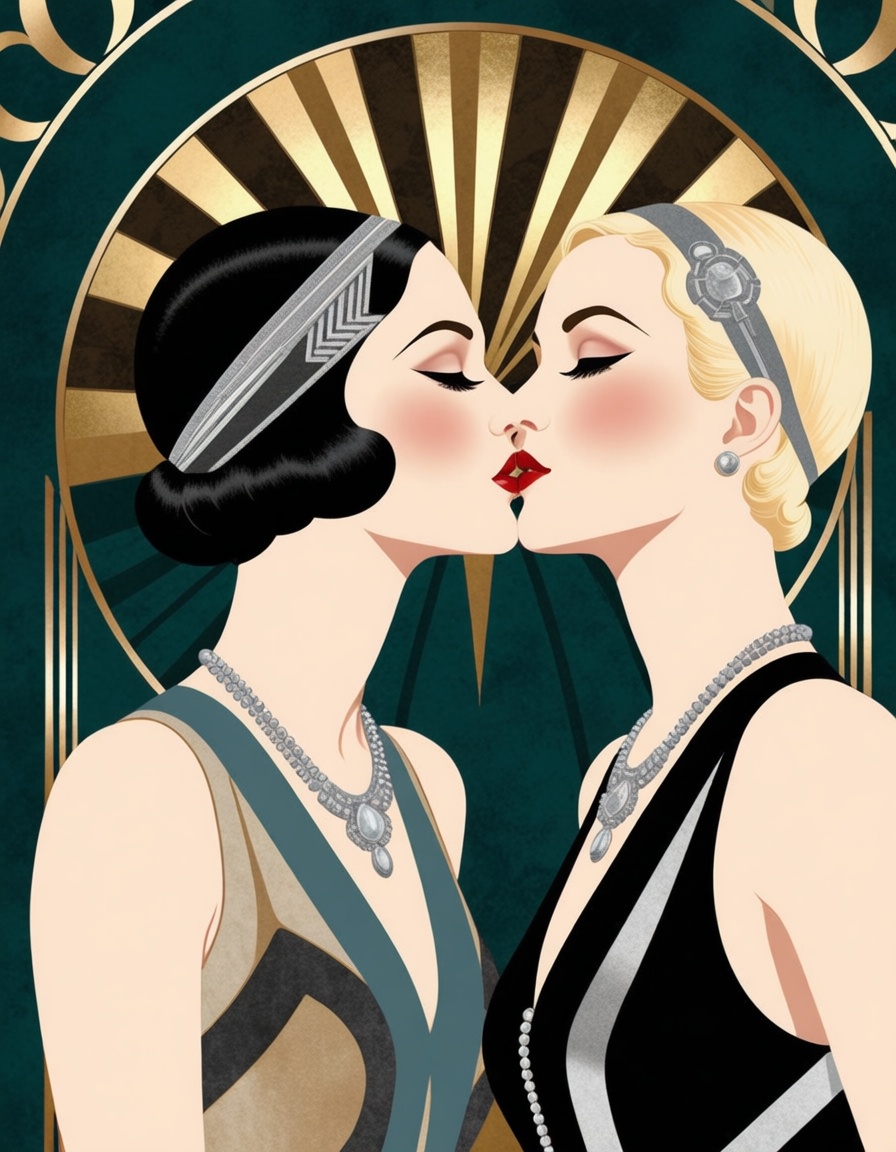 ehartdeco,  two girls kissing on Tensor.Art