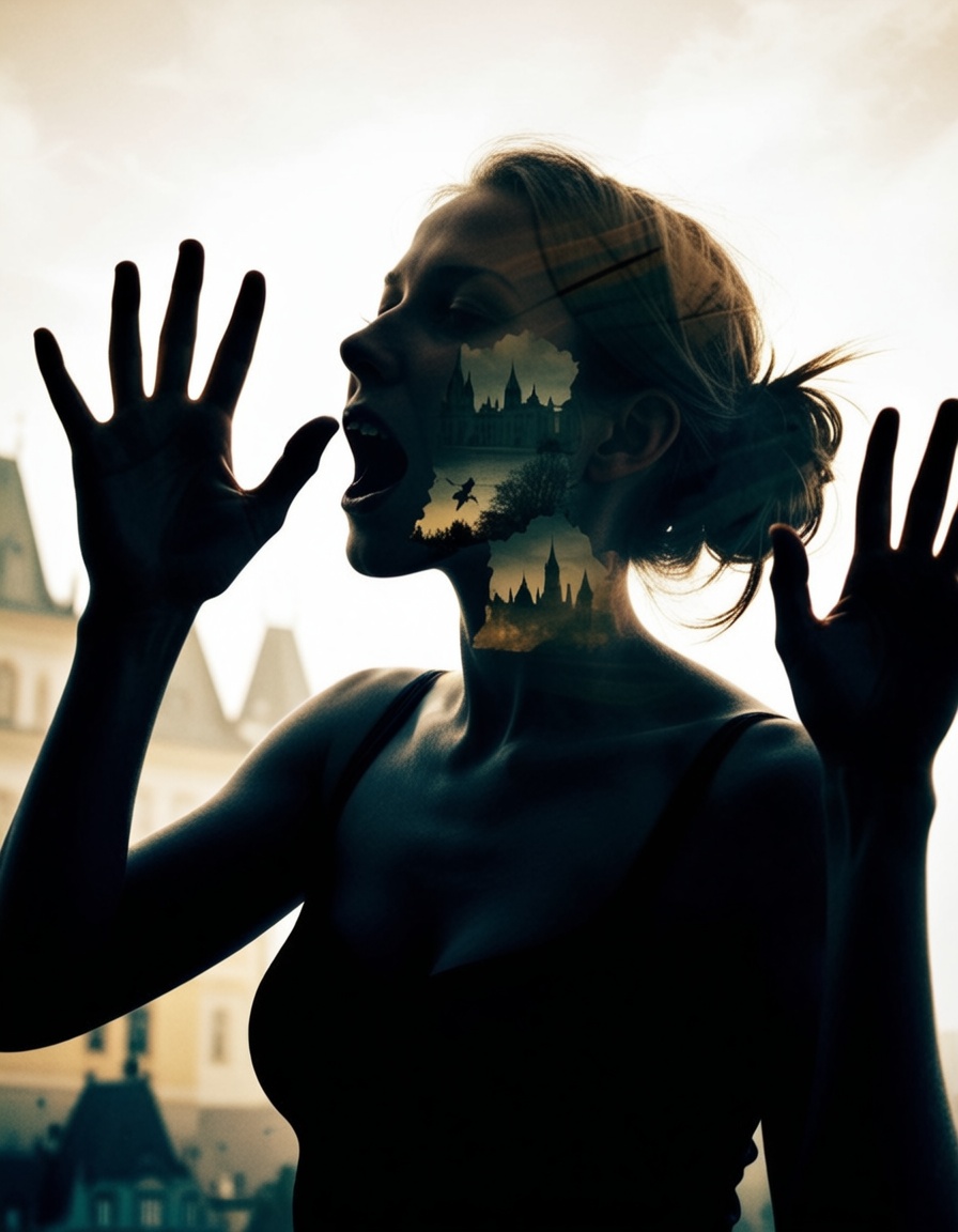 ehdoublexposure,  1girl,  making signs with the hands on Tensor.Art