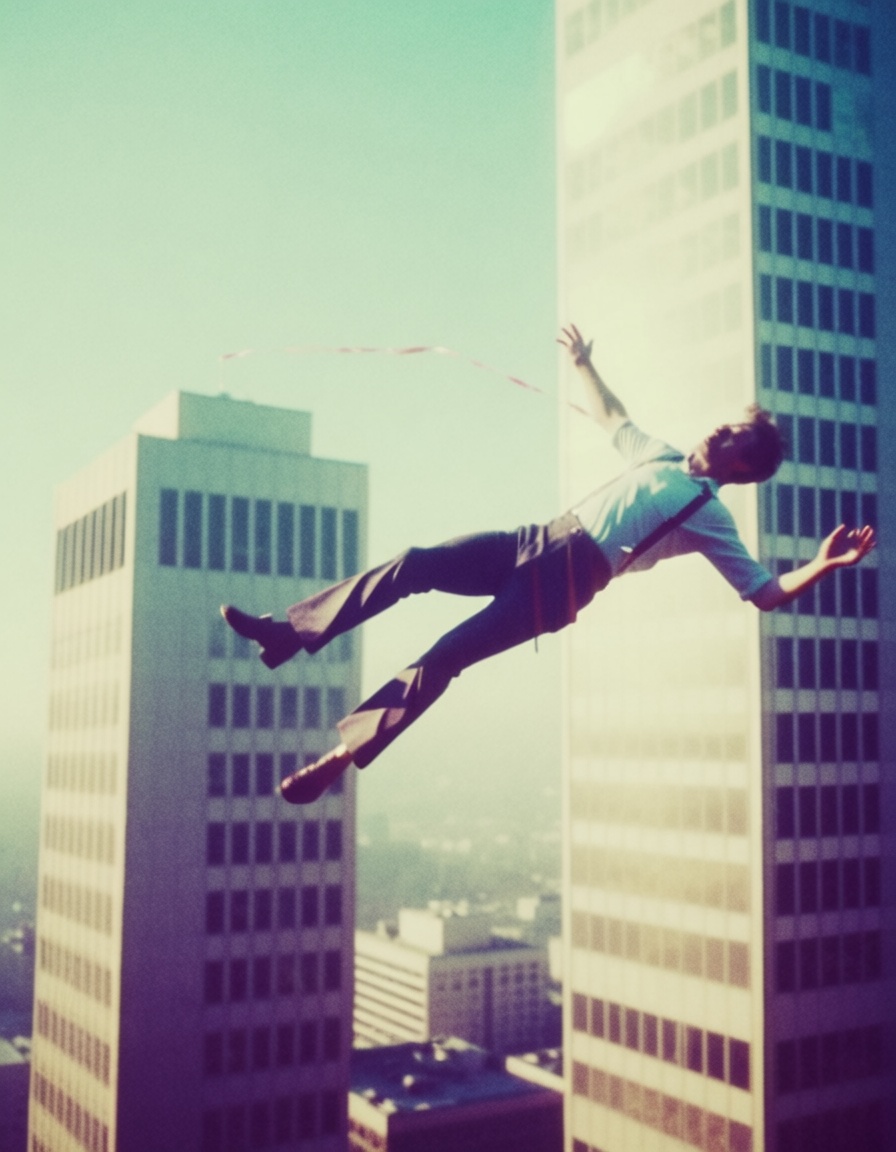 a man falling down from a skyscraper eh80retrofilms on Tensor.Art