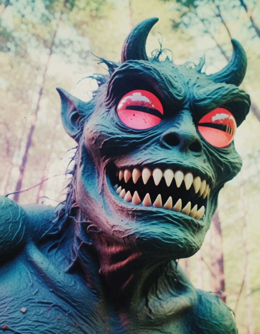 eh80retrofilms,  a monster from outer space in the woods on Tensor.Art