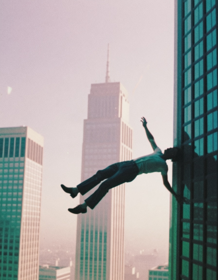a man falling down from a skyscraper eh80retrofilms on Tensor.Art