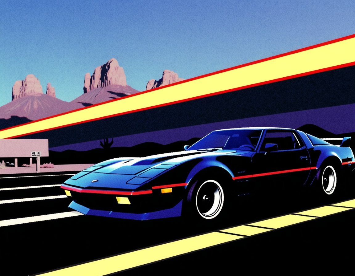a fast car in the road,  sunshine,  arizona road on Tensor.Art