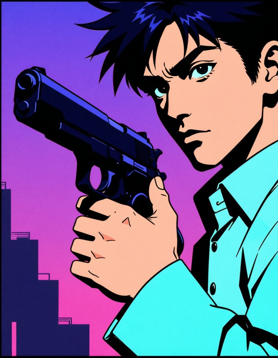 ehanime80,  man with a gun on Tensor.Art