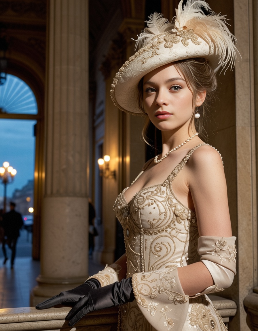 ehcinematic,  portrait of a stunning young woman in Belle Époque Paris,  circa 1900 on Tensor.Art