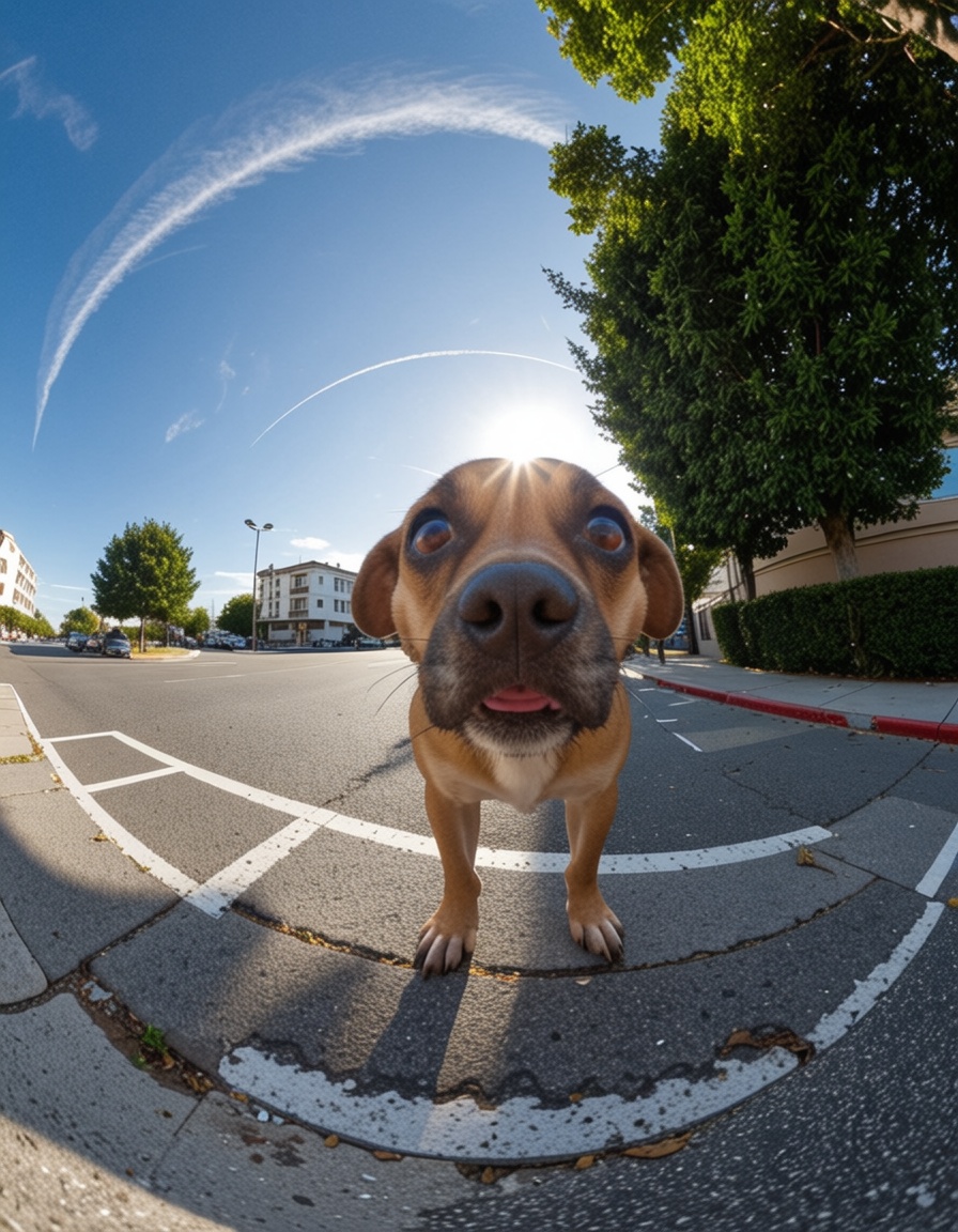 eh360photography,  a dog walking down the street on Tensor.Art