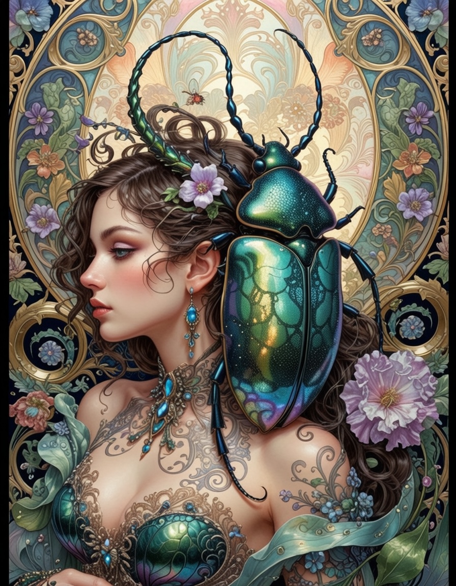 ehartnoveau,  a beetle with jewels embeddeds on Tensor.Art