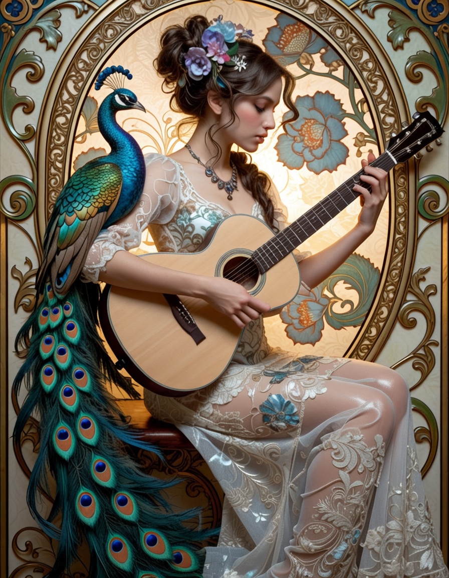 ehartnoveau,  girl playing the guitar on Tensor.Art