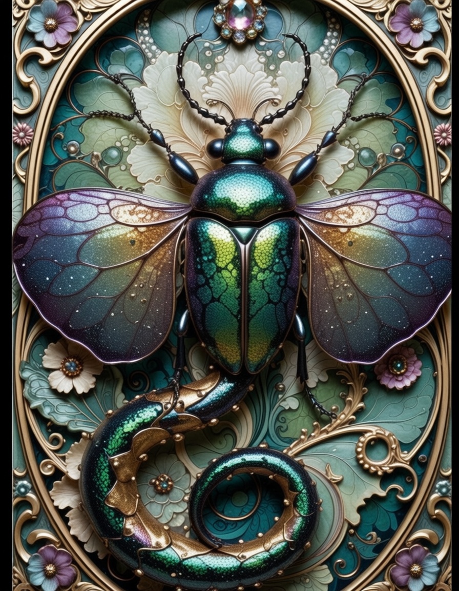 ehartnoveau,  a beetle with jewels embeddeds on Tensor.Art