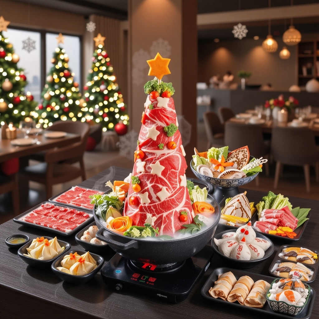 Photorealistic,  cinematic style,  horizontal angle. Inside a Chinese hot pot restaurant on Tensor.Art