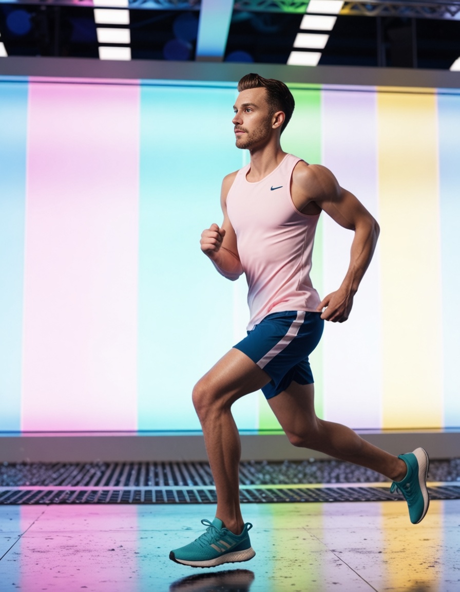 man running in sportwear,  ehadlighting on Tensor.Art