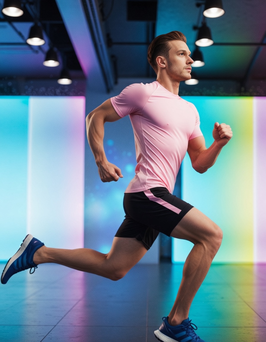man running in sportwear,  ehadlighting on Tensor.Art