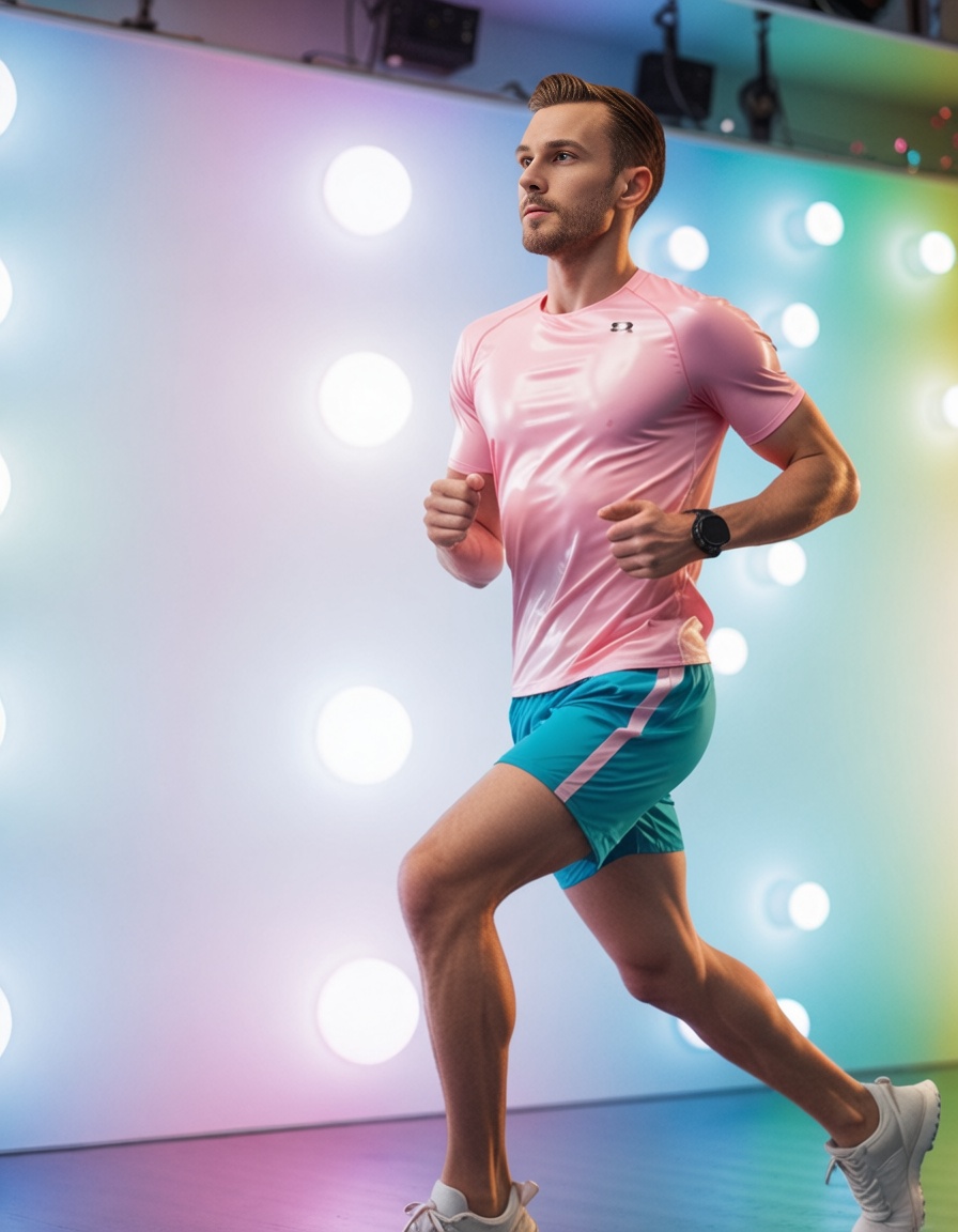 man running in sportwear,  ehadlighting on Tensor.Art