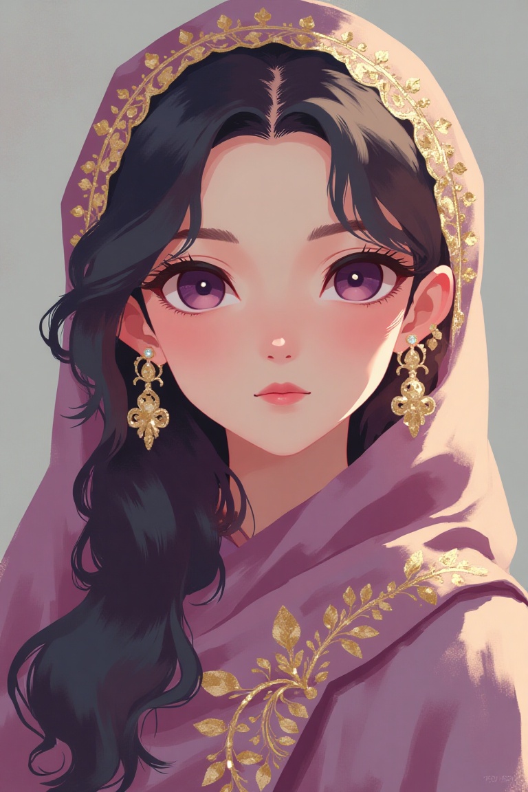 a beautiful anime hijab girl,  elegant arabic hijab,  detailed intricate hijab folds on Tensor.Art