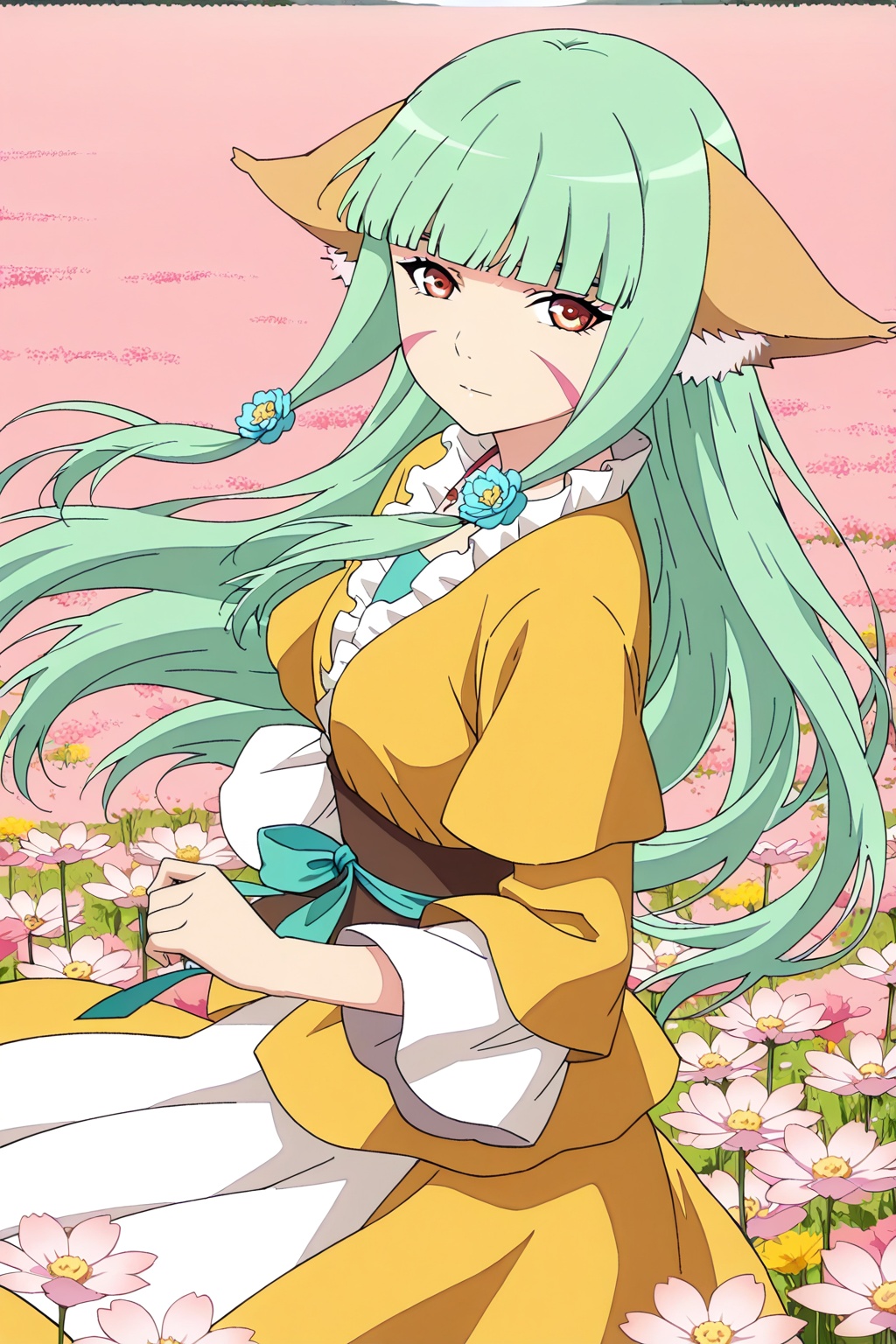 flower field,  flower field,  upper body on Tensor.Art