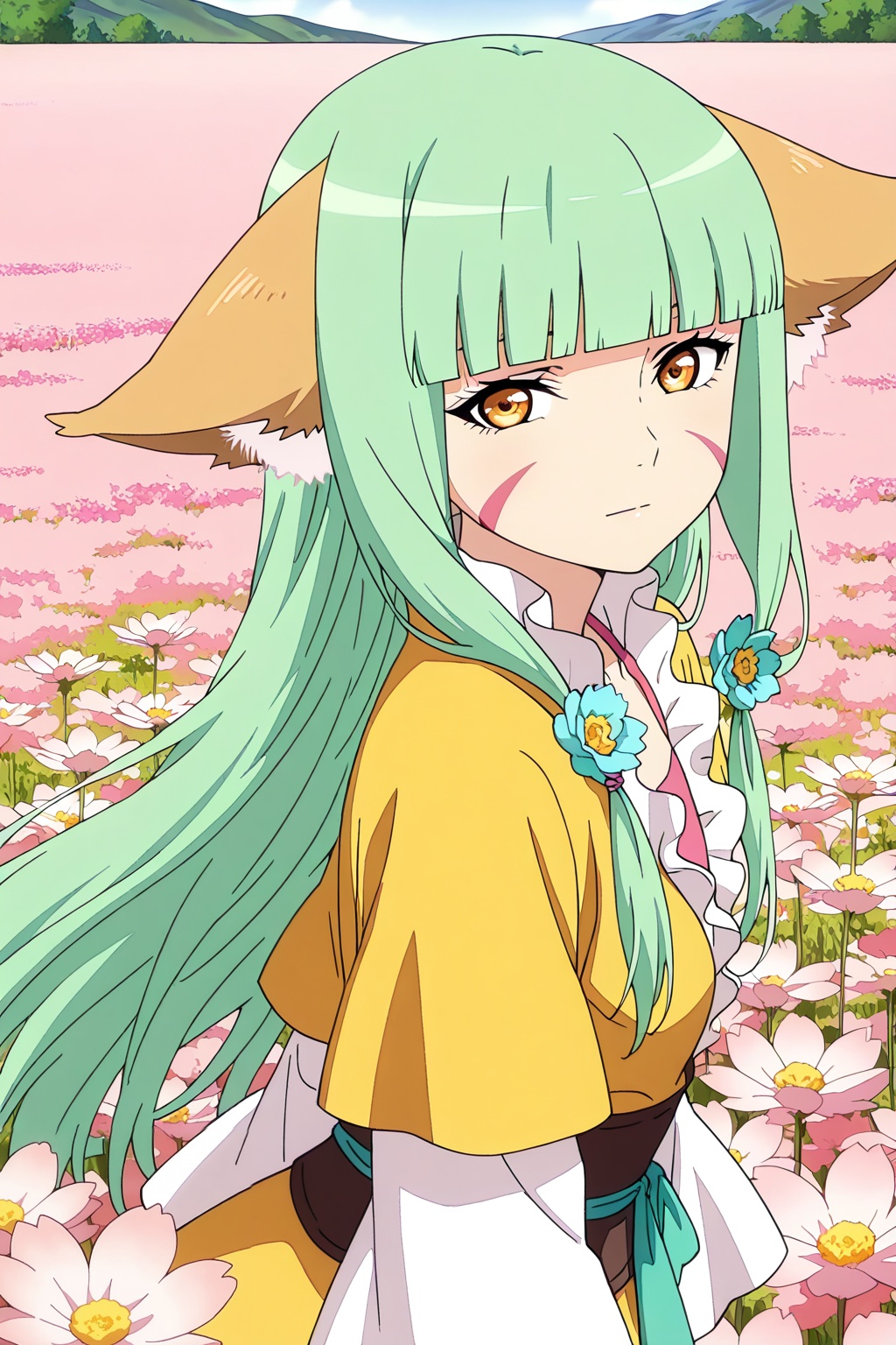 flower field,  flower field,  upper body on Tensor.Art