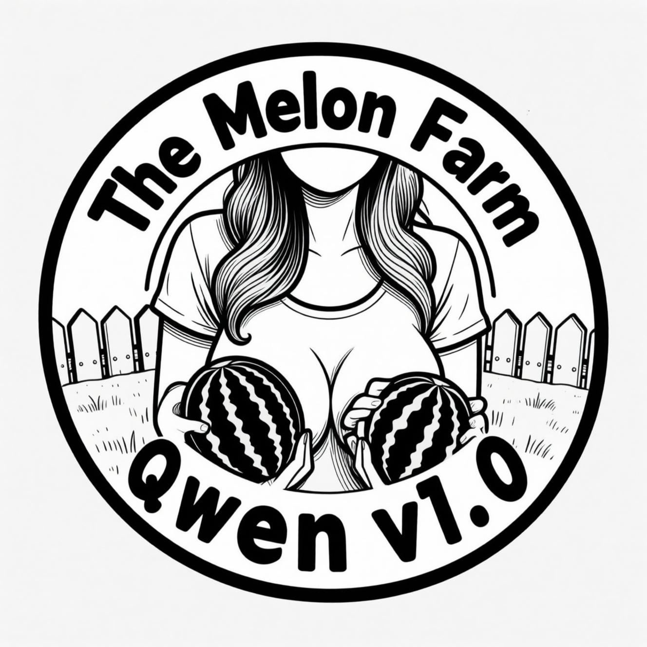 Logo,  circle,  "The Melon Farm" across the top on Tensor.Art