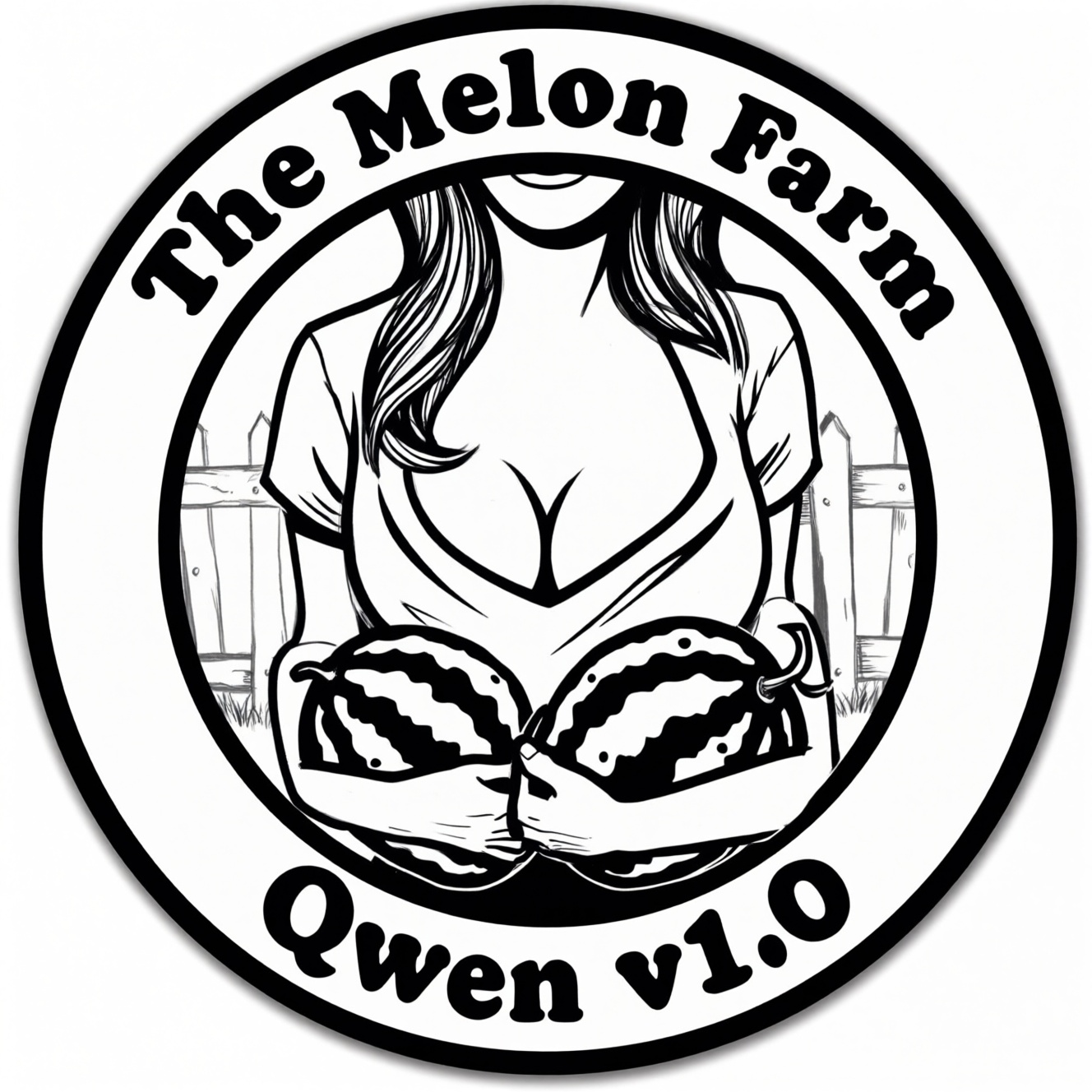 Logo,  circle,  "The Melon Farm" across the top on Tensor.Art
