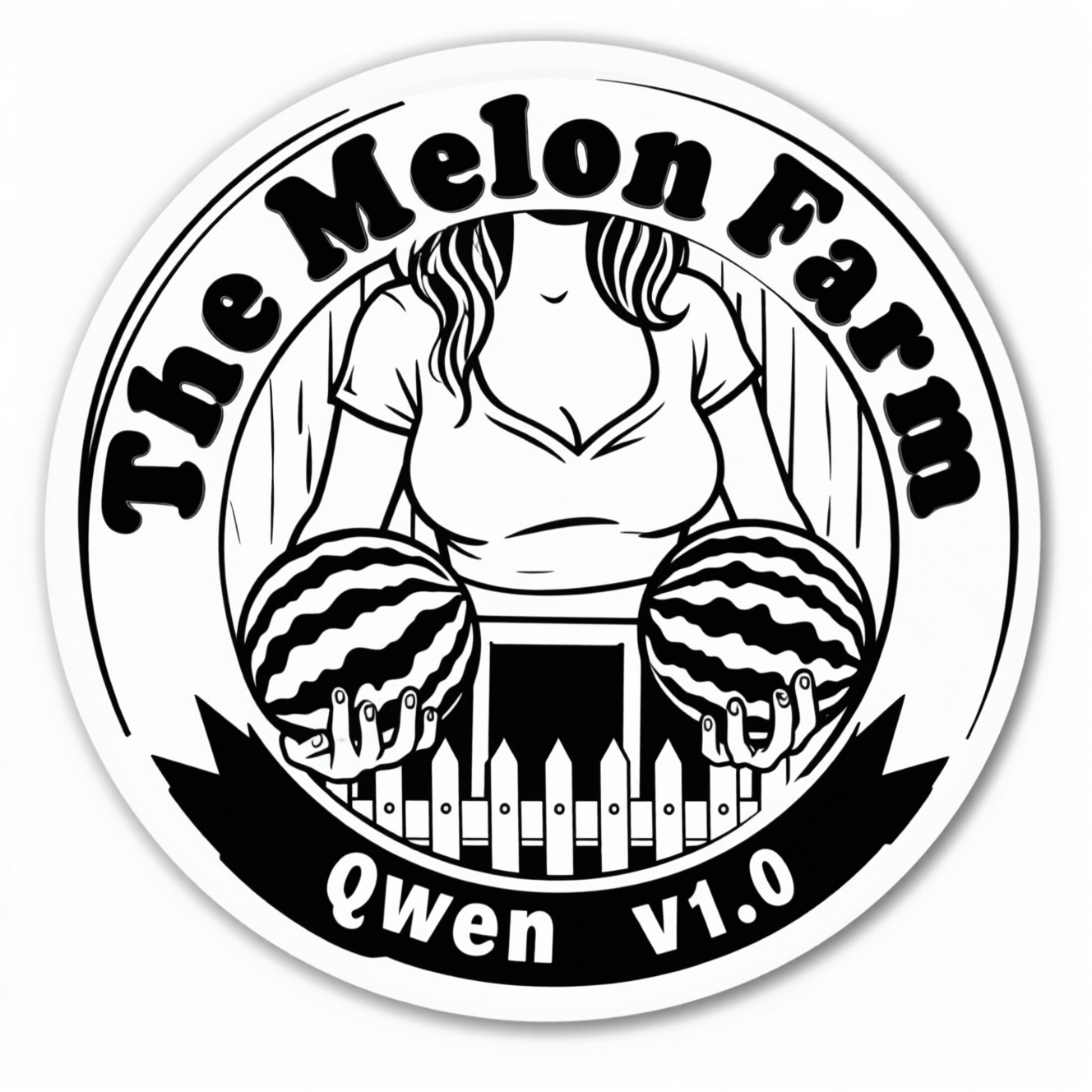 Logo,  circle,  "The Melon Farm" across the top on Tensor.Art