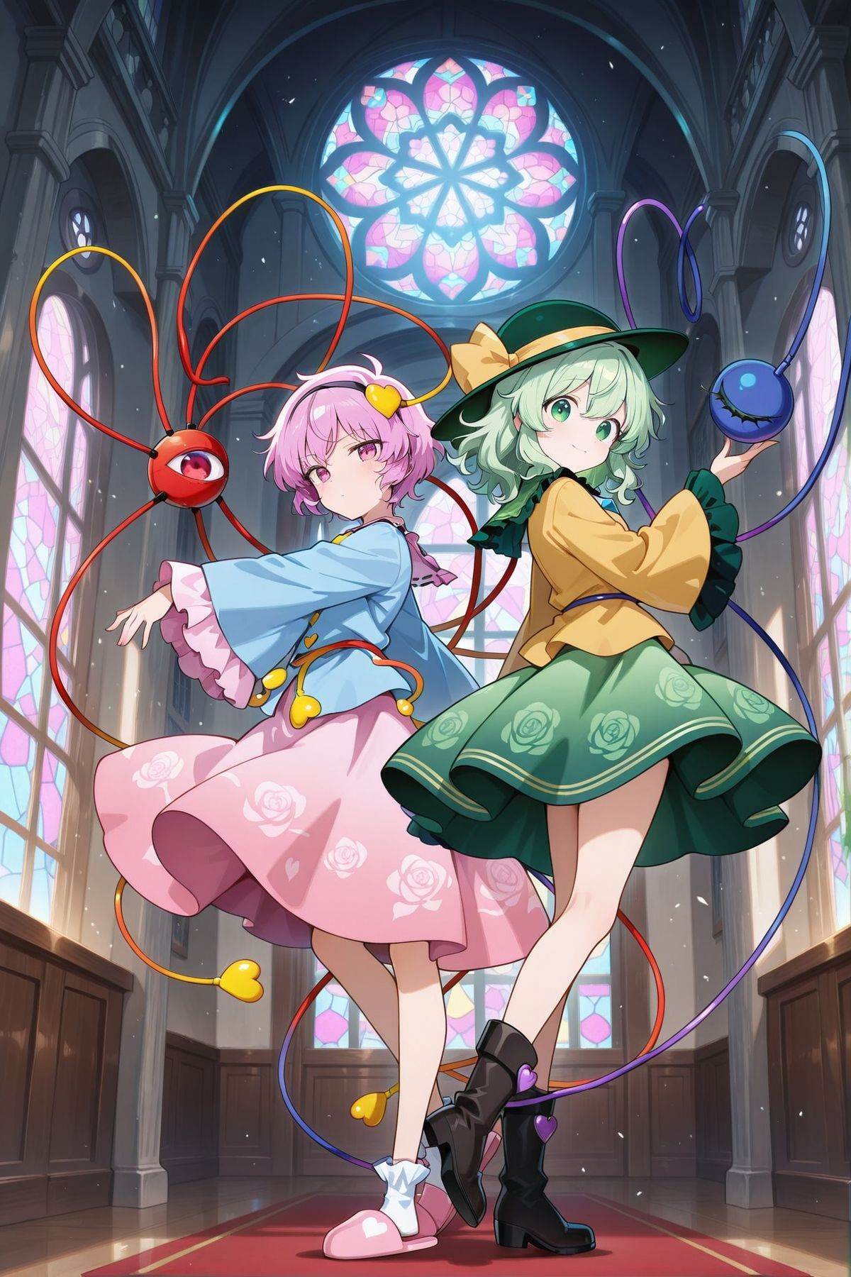 2girls,  alongside,  looking at viewer on Tensor.Art