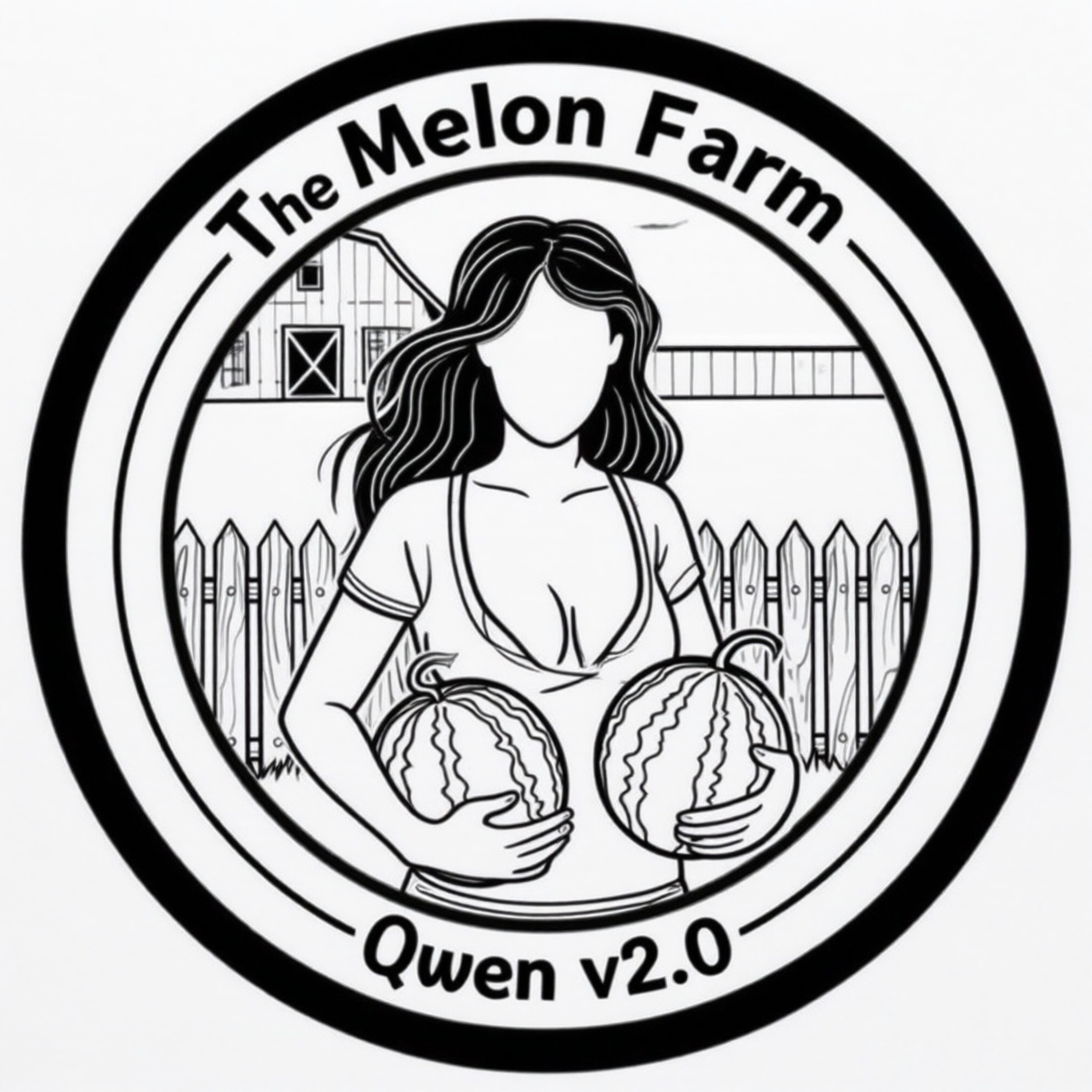 Logo,  circle,  "The Melon Farm" across the top on Tensor.Art