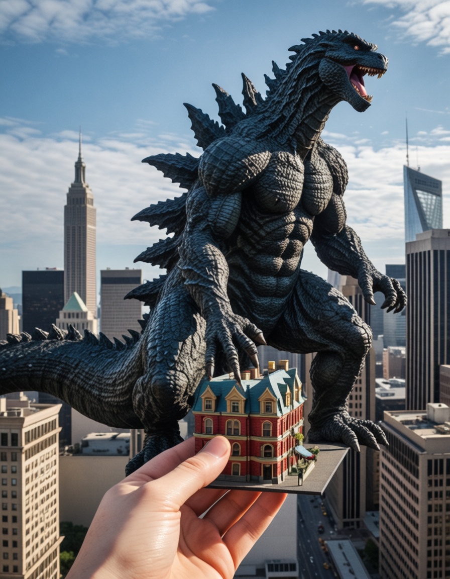 ehforcedperpective2,  ehdetailer,  godzilla detroying a city on Tensor.Art
