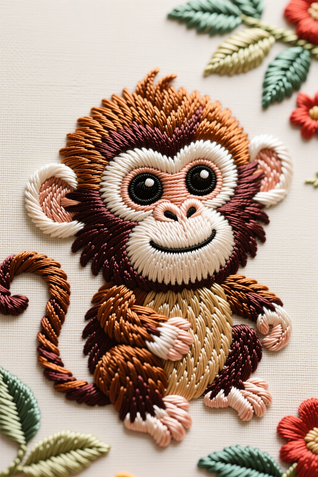 embroidery,  monkey on Tensor.Art