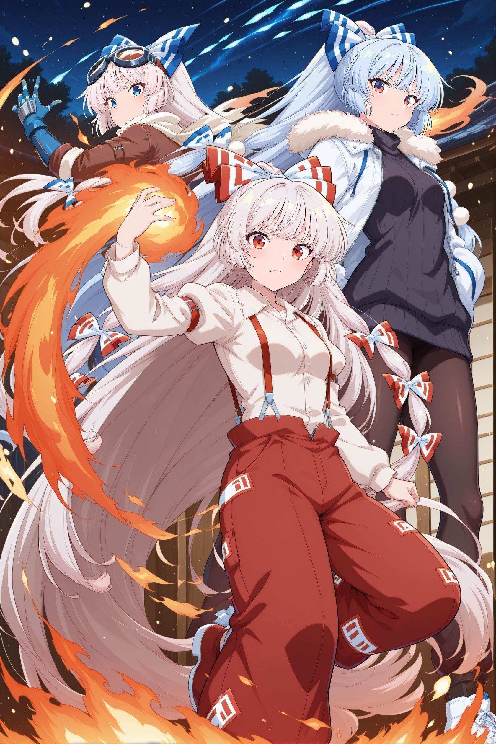 3girls,  dynamic pose,  outdoors on Tensor.Art