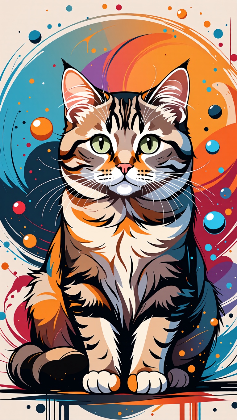 a cat,  anime style,  colorful ink brushstrokes in background on Tensor.Art