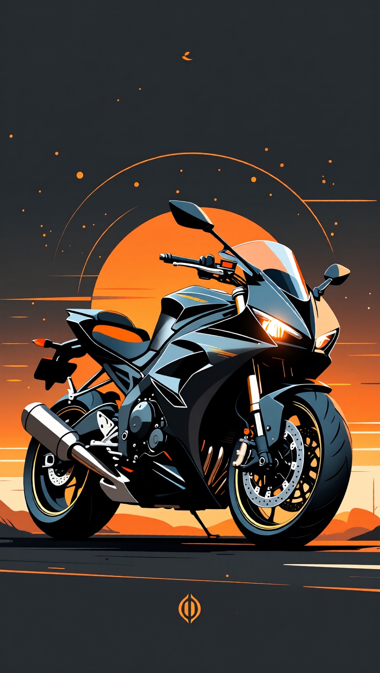 ery elegant and badass motorcycle at sunset,  masterpiece,  logo aesthetics on Tensor.Art